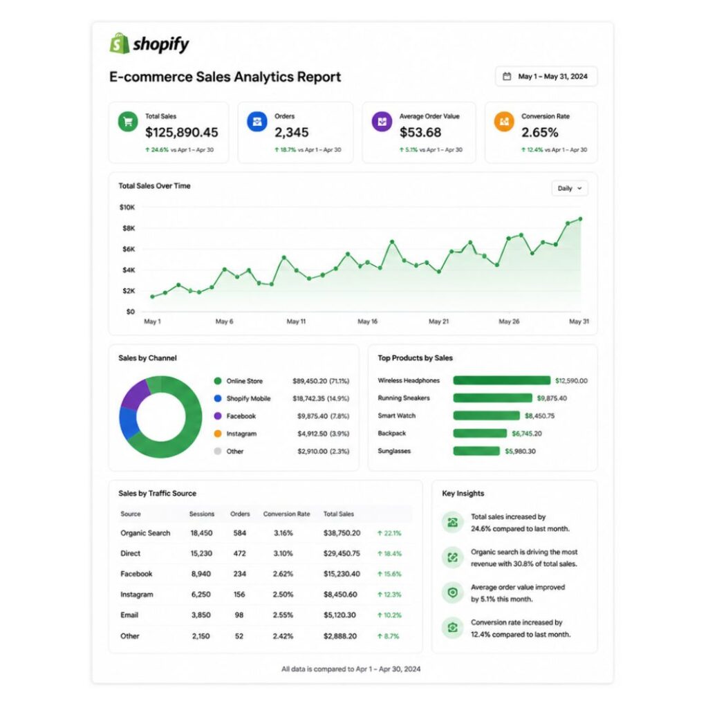Shopify E commerce sales